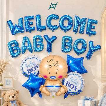 Welcome Baby Boy Decoration Kit - Baby Shower