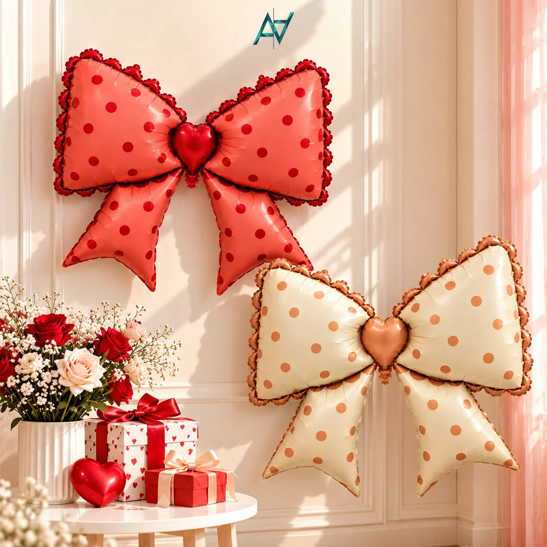 Polka Dot Bow Foil Balloon – Birthday & Party Decorations