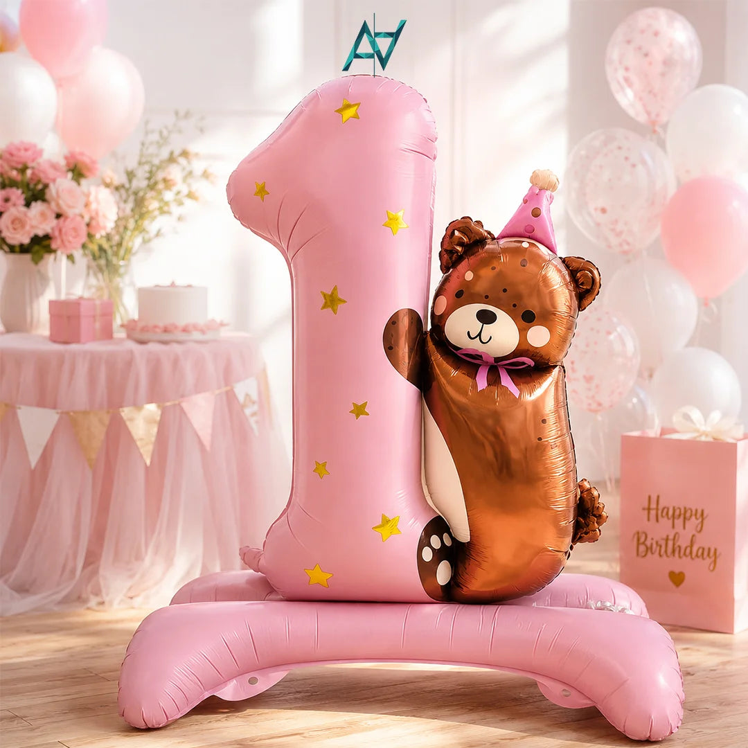1st Birthday Teddy Bear Birthday Foil Balloon