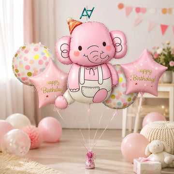 Elephant Theme 5 Pcs Foil Balloon Set