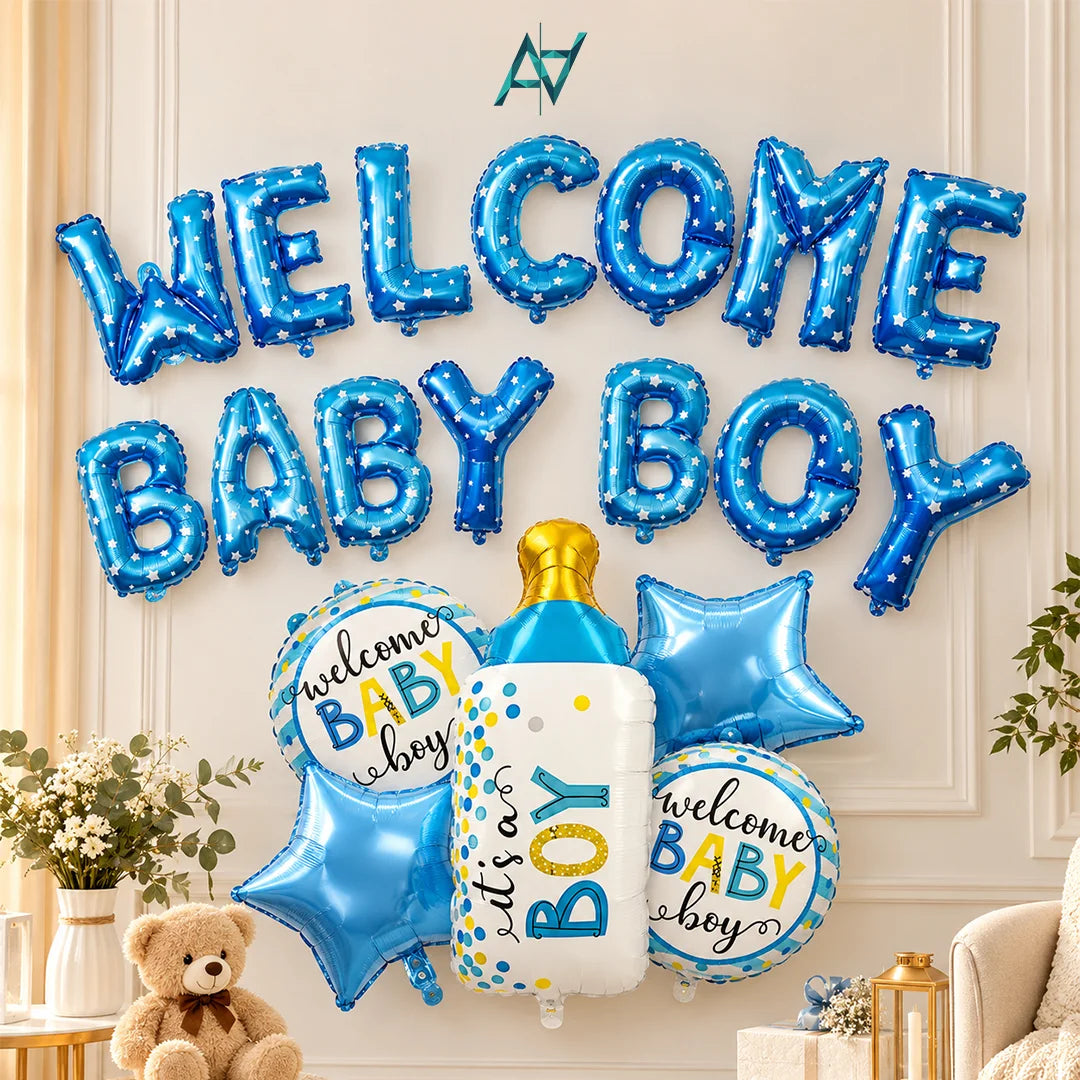 Welcome Baby Boy Decoration Kit - Baby Shower