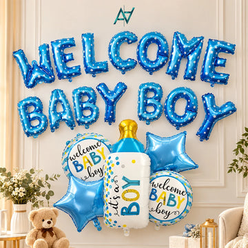 Welcome Baby Boy Decoration Kit - Baby Shower