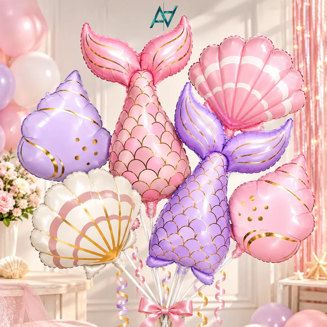 Mermaid Foil Balloon Set - 6 pcs