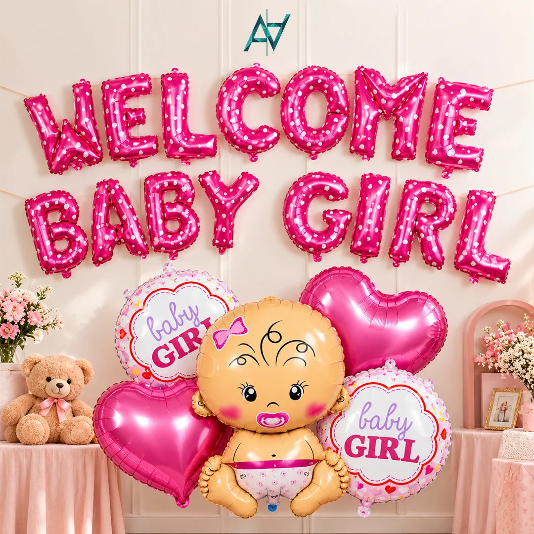 Welcome Baby Girl Decoration Kit - Baby Shower