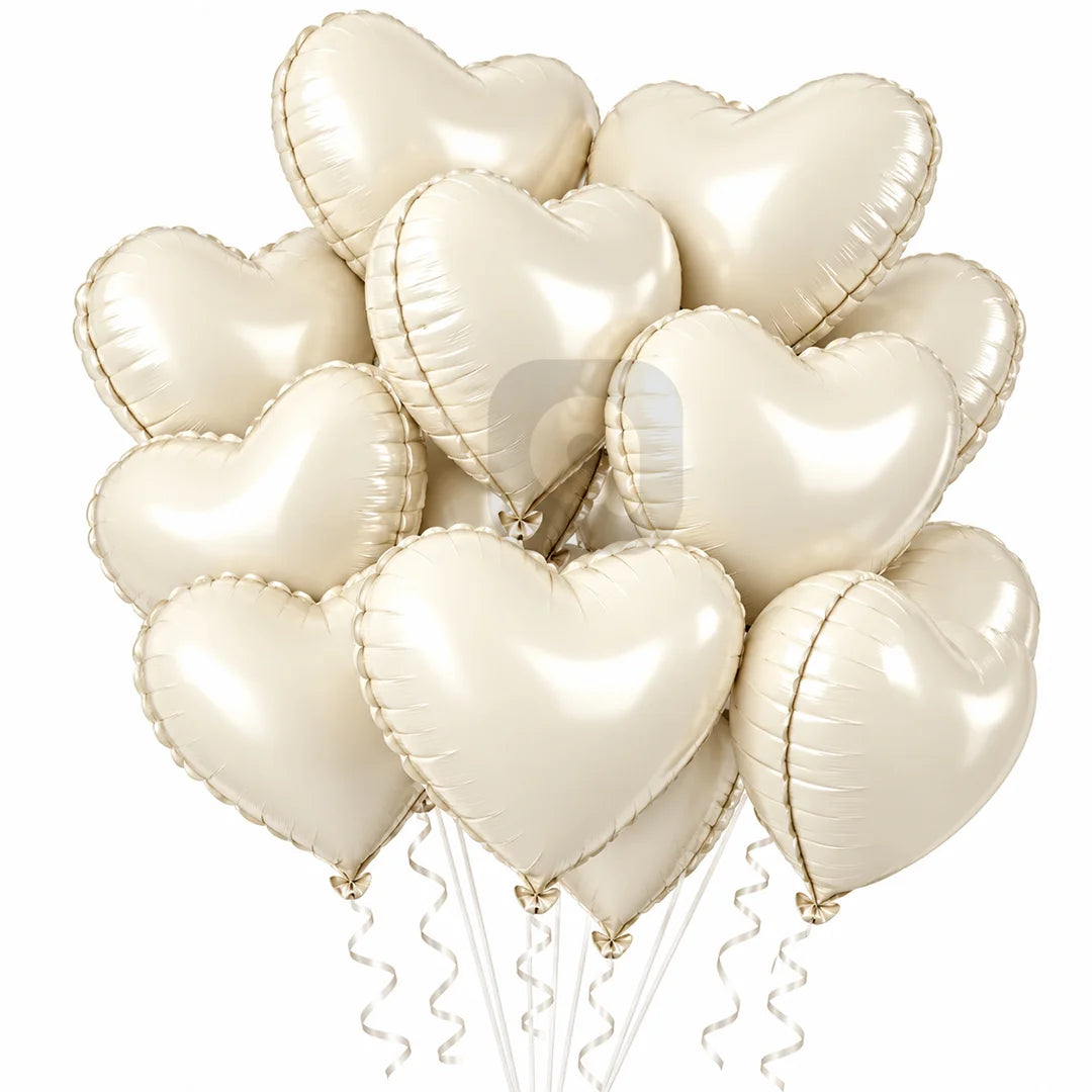 Heart Shape Foil Balloon Set – 12 Pcs