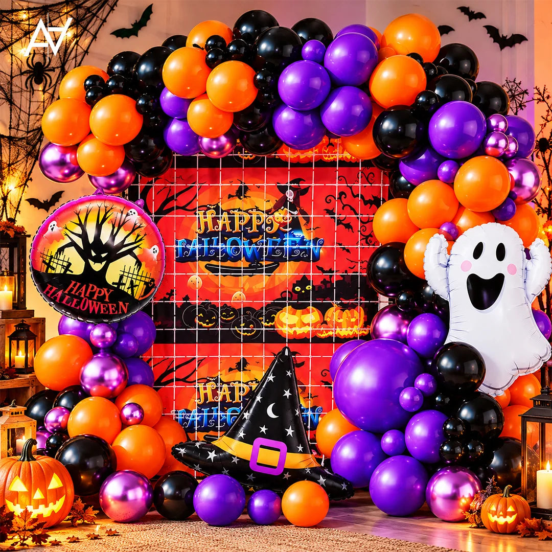 Happy Halloween Purple Balloon Decoration Kit