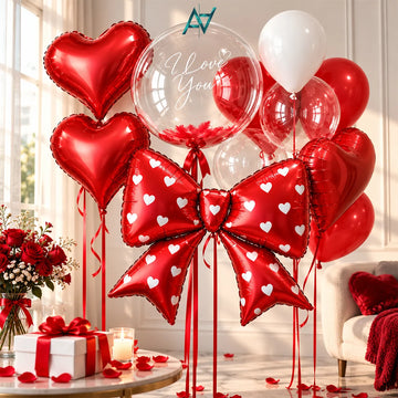 Red Heart & Bow Balloon Decoration Set