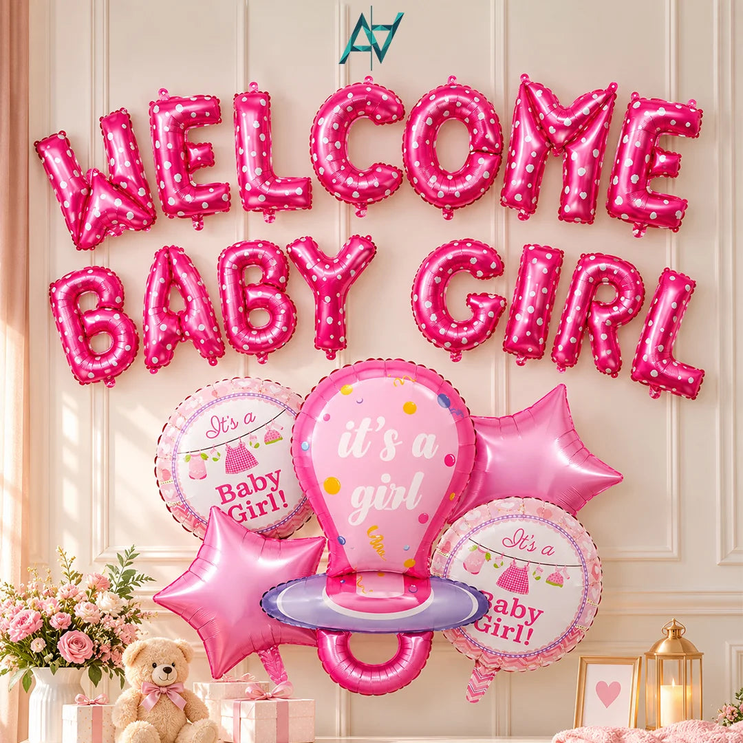 Welcome Baby Girl Decoration Kit - Baby Shower