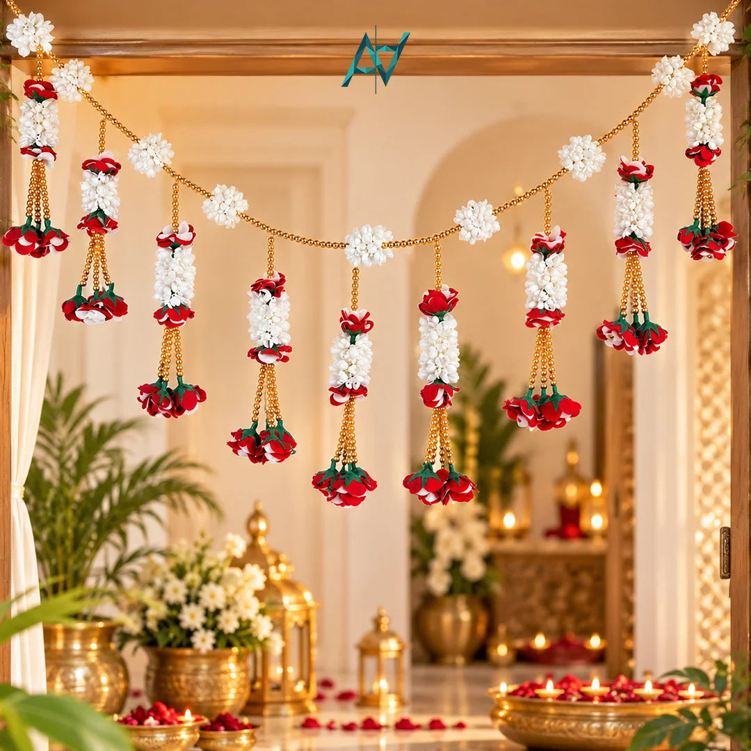 Artificial Red & White Garland Lari - 1 pc
