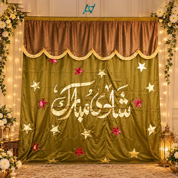 Shaadi Mubarak 80s Style Wedding Backdrop Curtain