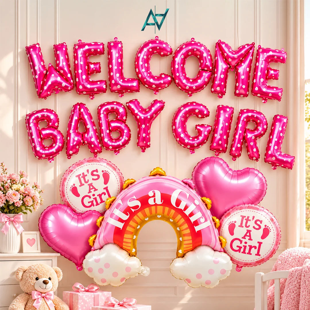 Welcome Baby Girl Decoration Kit - Baby Shower