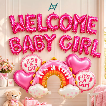 Welcome Baby Girl Decoration Kit - Baby Shower