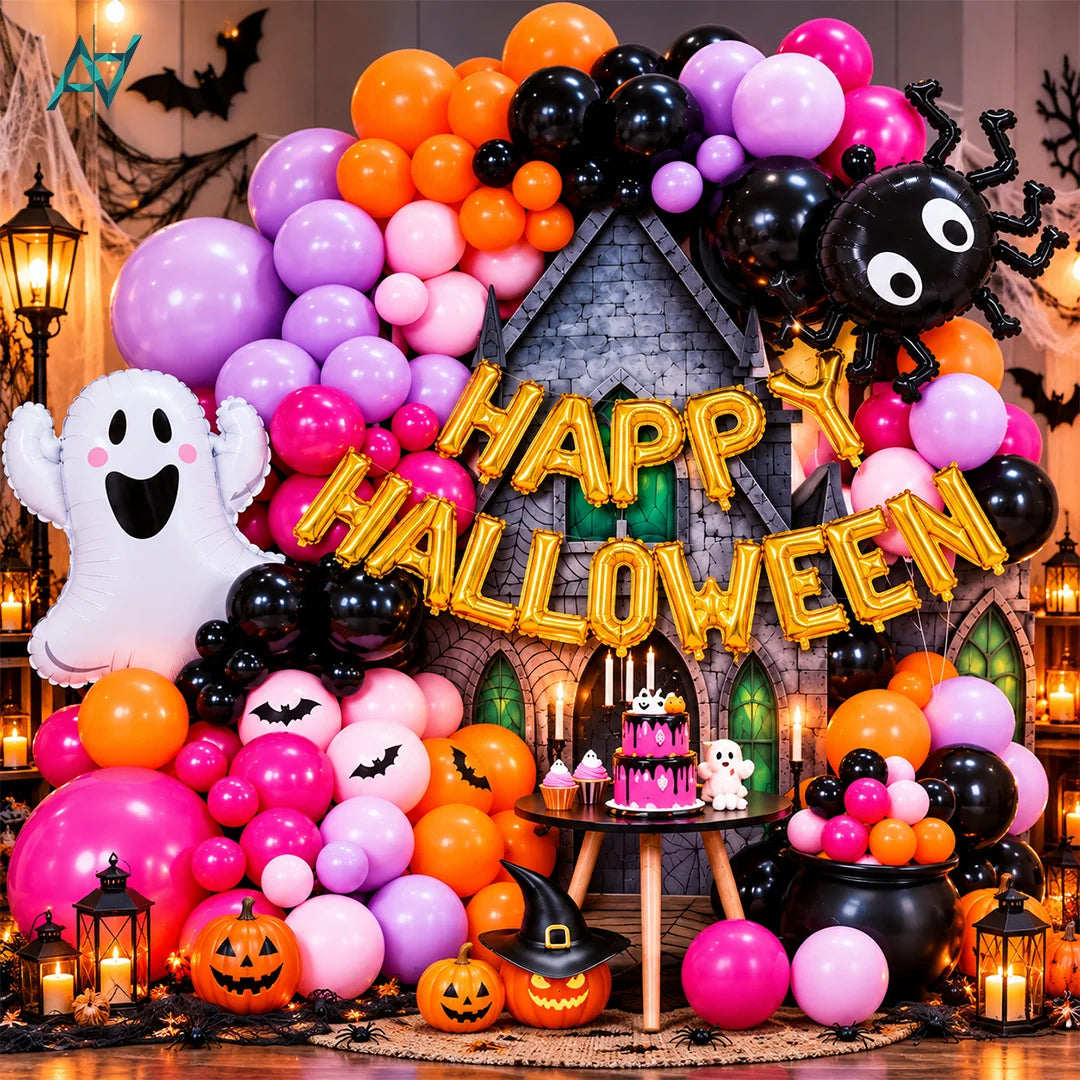 Happy Halloween Ghost & Spider Balloon Decoration Kit