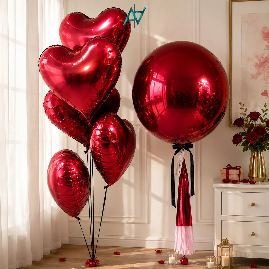 Red Foil Balloons - Heart Shape Balloons