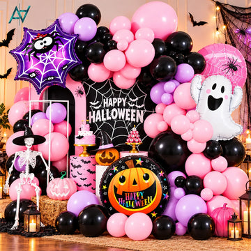 Happy Halloween Pink & Purple Decoration Kit