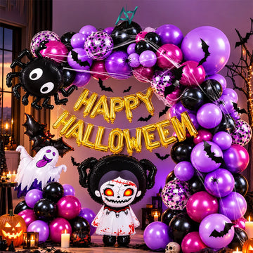 Happy Halloween Purple Spider Decoration Kit