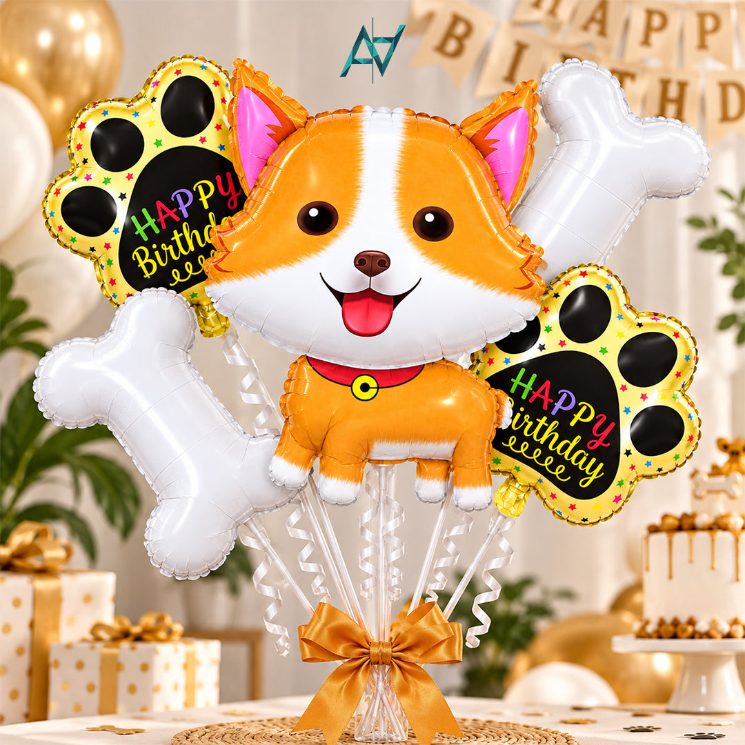 Cat Theme Foil Balloon Set - 5 pcs Set