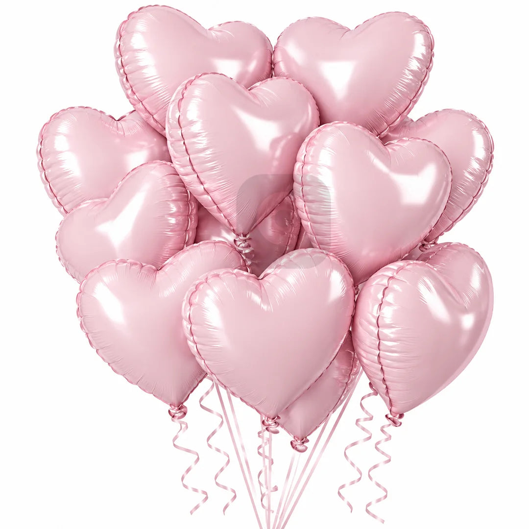 Heart Shape Foil Balloon Set – 12 Pcs