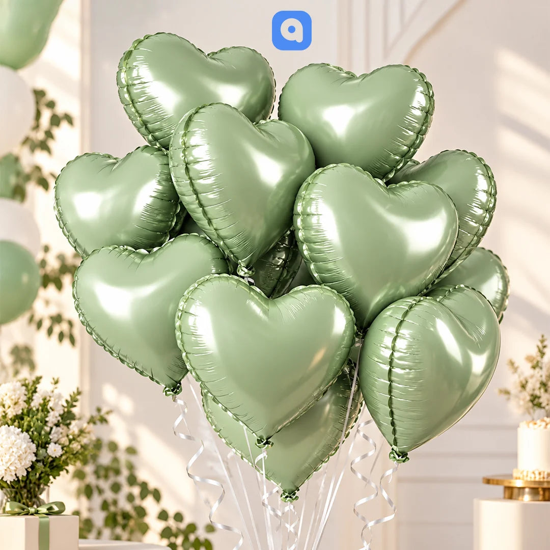 Heart Shape Foil Balloon Set – 12 Pcs