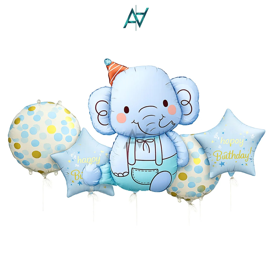 Elephant Theme 5 Pcs Foil Balloon Set