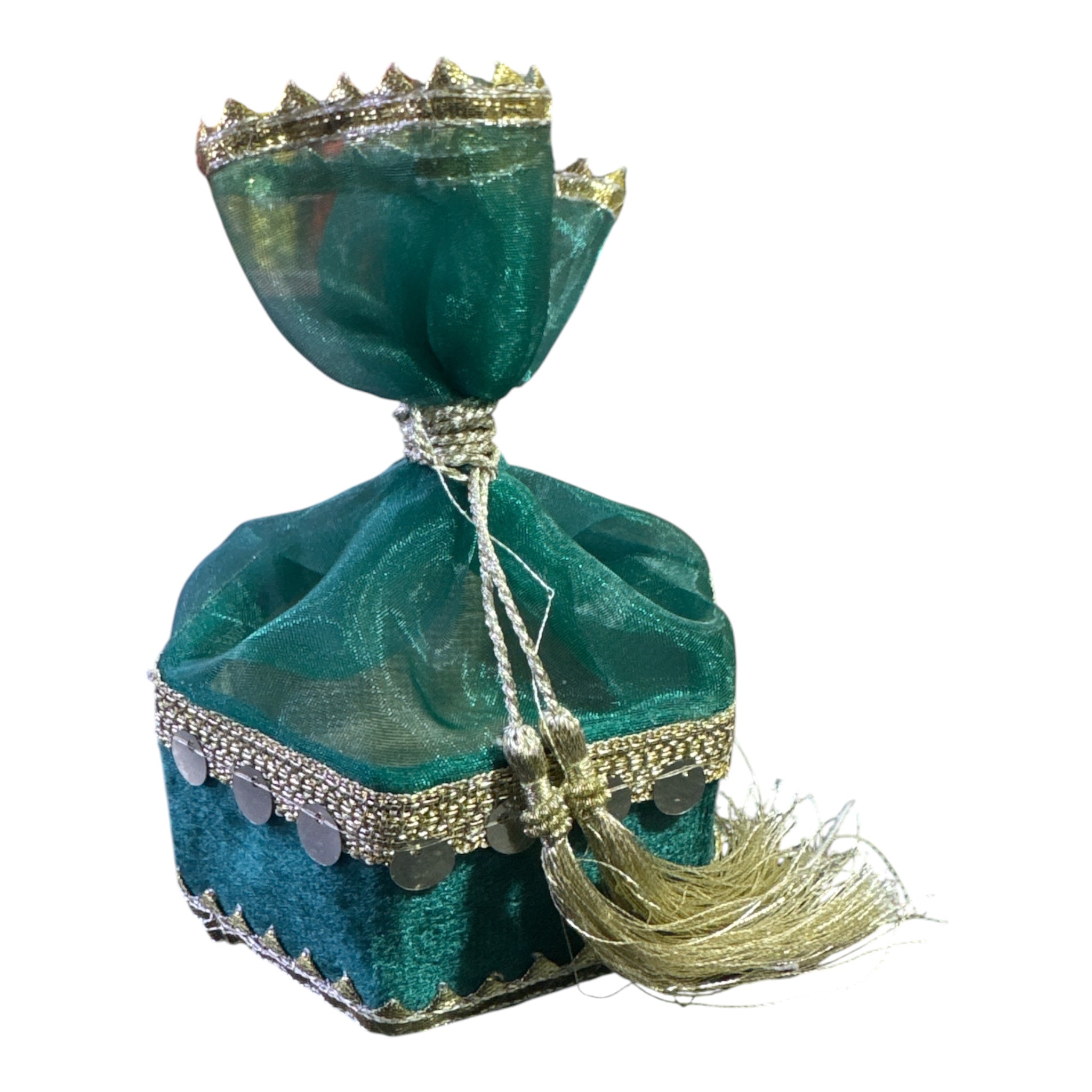 Luxury Organza Potli Gift Box with Tassel | Wedding Favor Basket for Mehndi, Mayun, Nikkah & Shadi Gifts