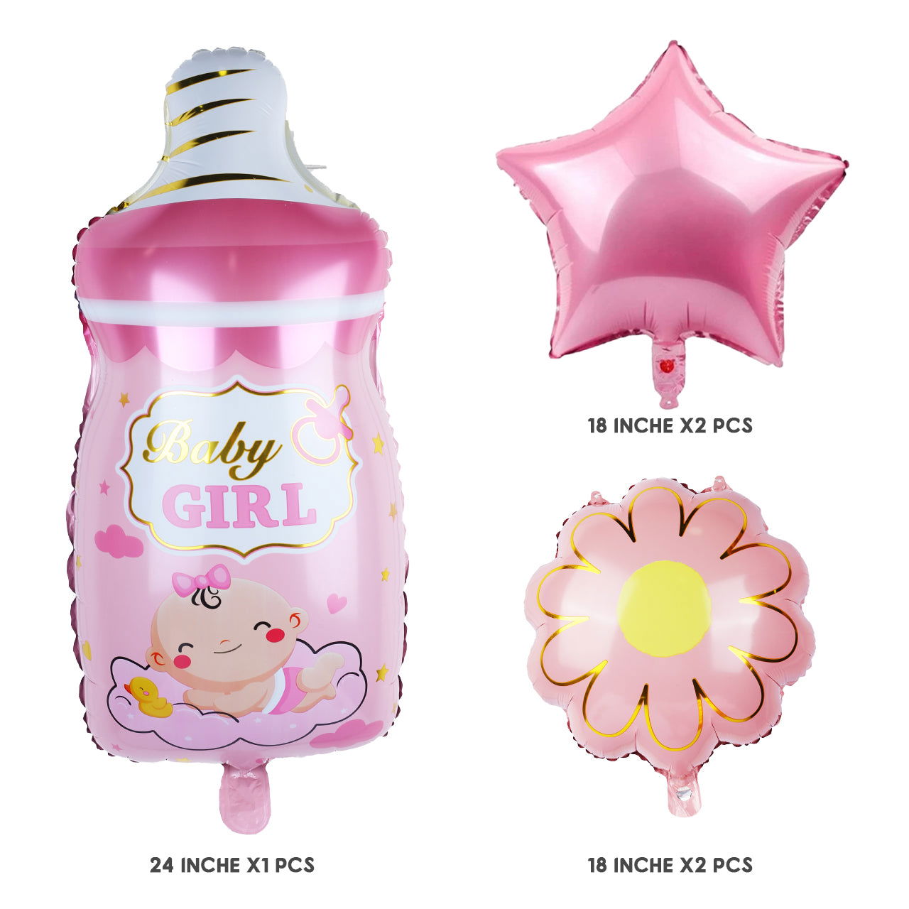 Baby Girl 5 Pcs Foil Balloons Set - ardor