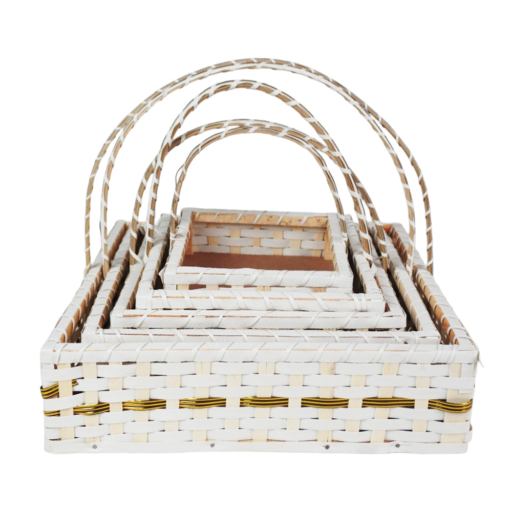 White Square Cane Baskets