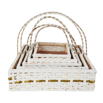 White Square Cane Baskets