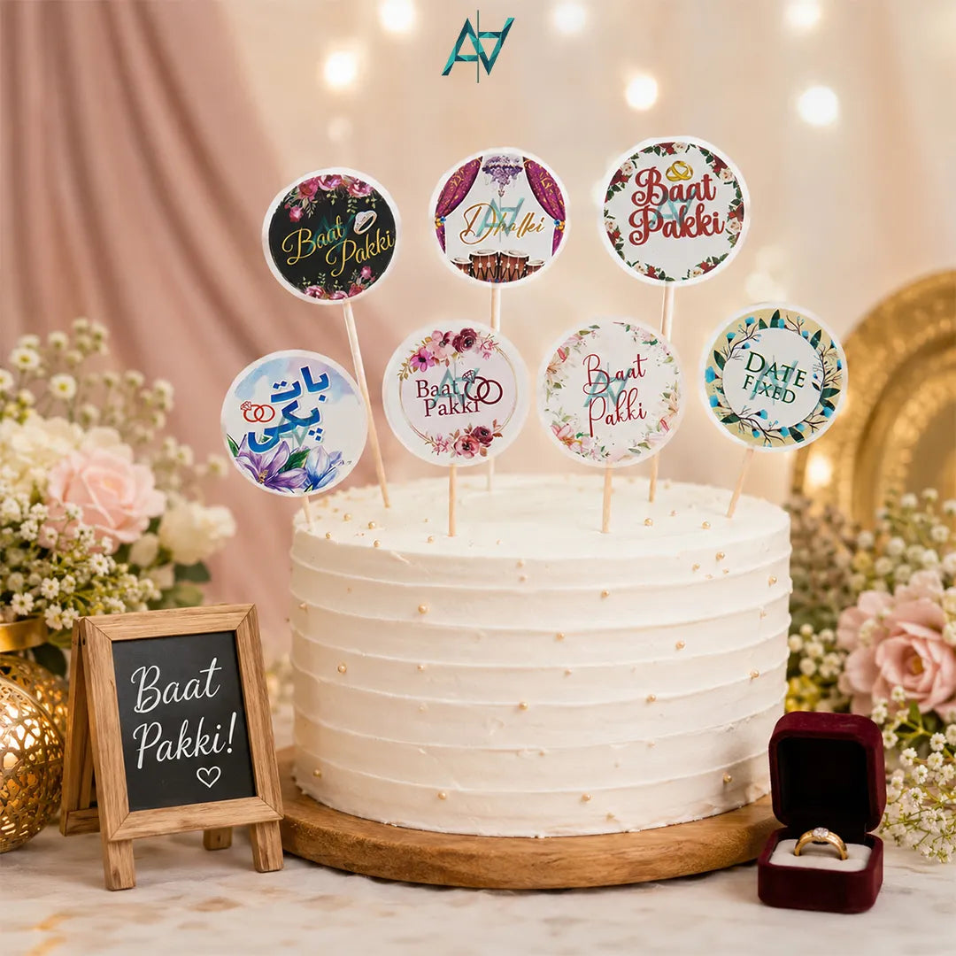 Cake Toppers - Dholki Date Fix Baat Pakki Toppers