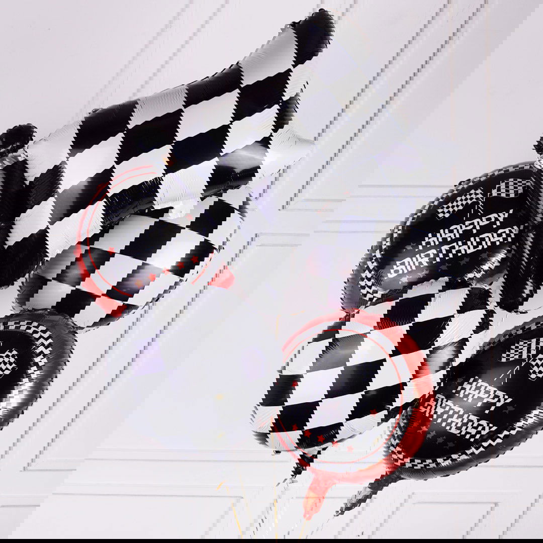 Checker Flag Foil Balloon 5 Pcs Set