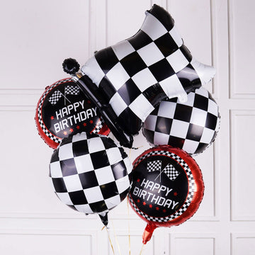 Checker Flag Foil Balloon 5 Pcs Set