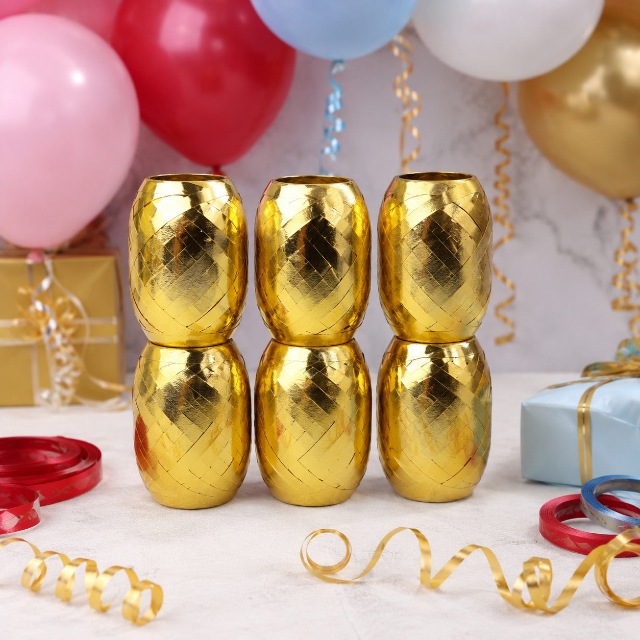 Pack of 6 Metallic Curling Ribbon Rolls