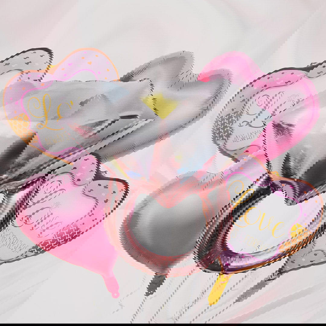 Diamond Ring Foil Balloons 5 Pcs Set