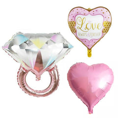 Diamond Ring Foil Balloons 5 Pcs Set