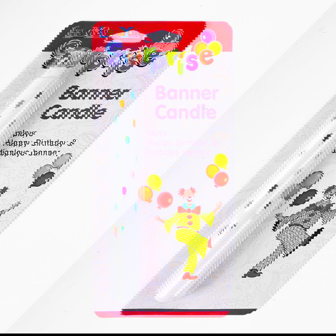 Fan Surprise Banner Candle – Fun Birthday Cake Decoration with Spinning Banner for Kids’ Parties - ardor