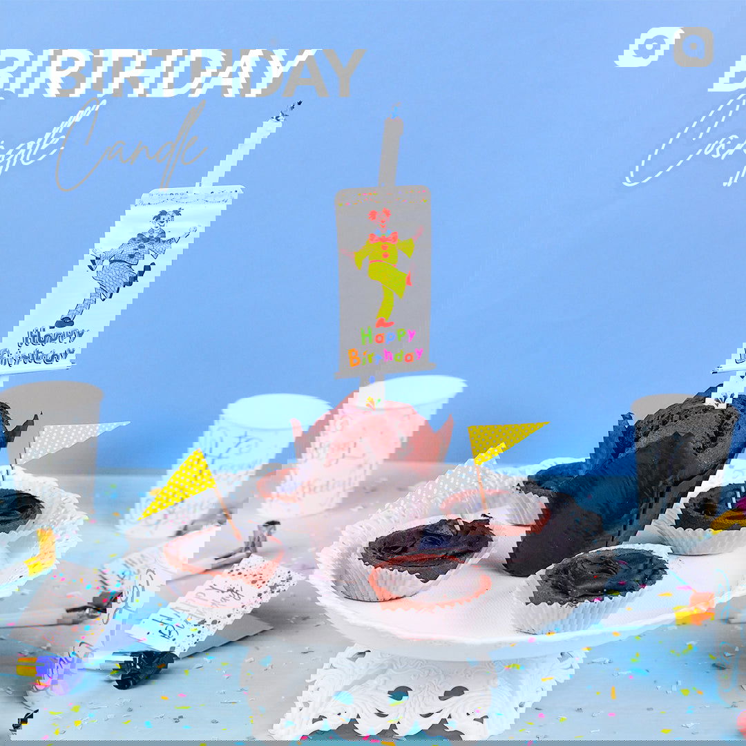 Fan Surprise Banner Candle – Fun Birthday Cake Decoration with Spinning Banner for Kids’ Parties - ardor