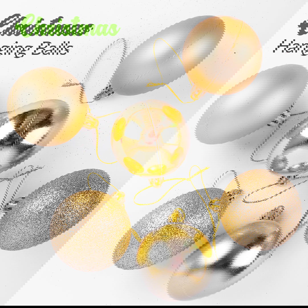 Golden & Red Hanging Ball 6 Pcs for Christmas Party Decor - ardor