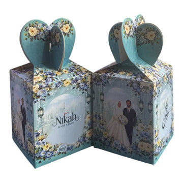 Personalized Nikkah Mubarak Gift Box with Heart Handle | Custom Wedding Favor Box