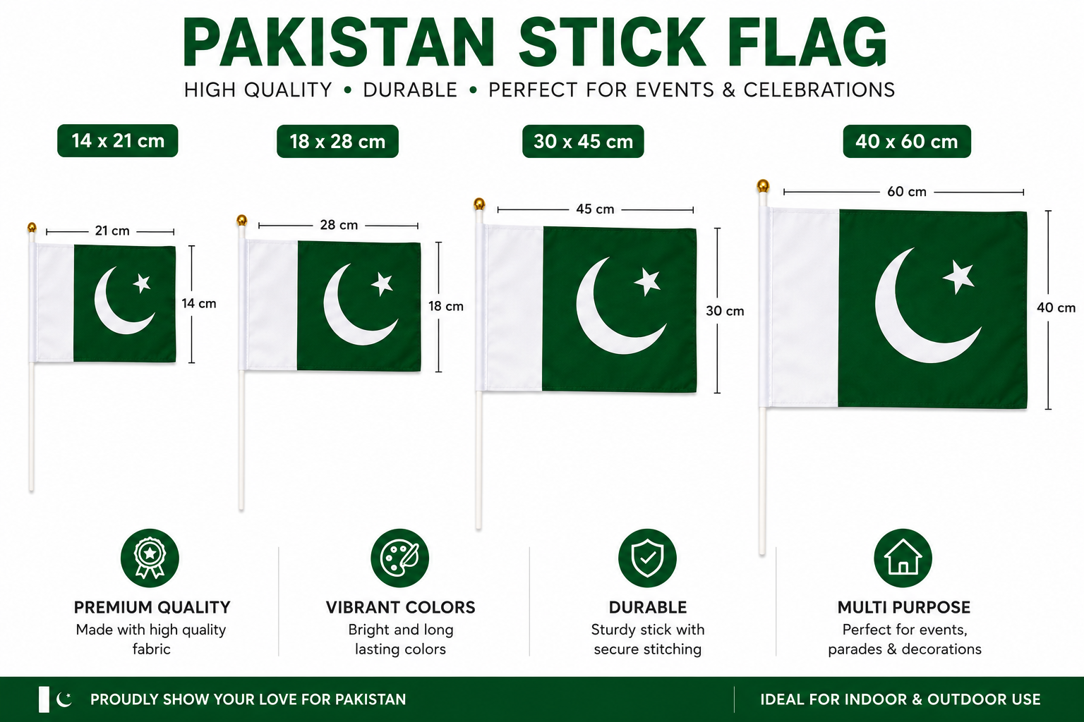 Pakistan Hand Flag – High Quality National Flag for Independence Day & Events |