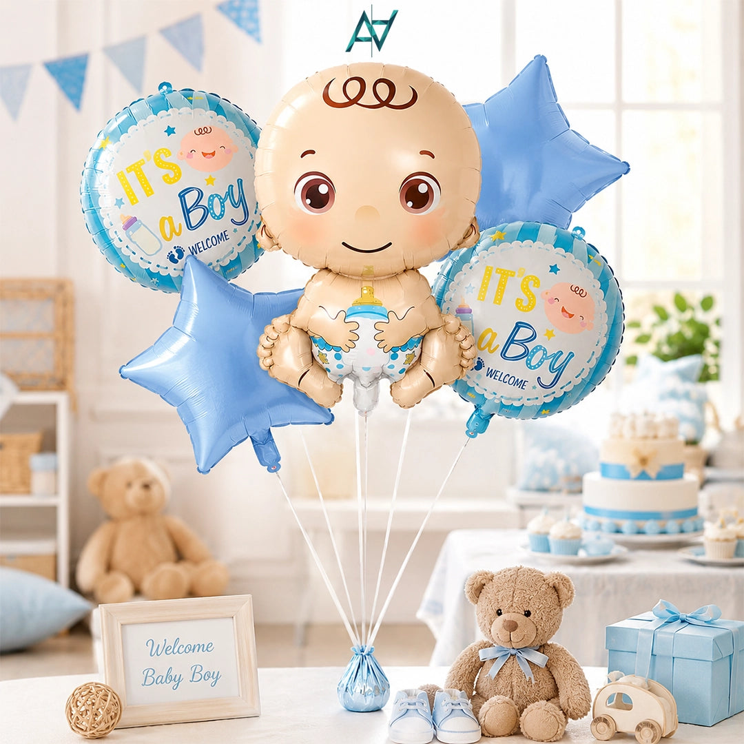 It’s A Boy Foil Balloon Set | Baby Shower & Welcome Baby Boy Decorations