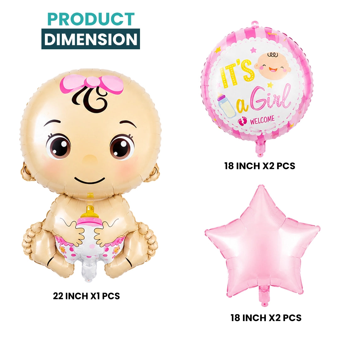 It’s A Girl Foil Balloon Set | Baby Shower & Welcome Baby Girl Decorations