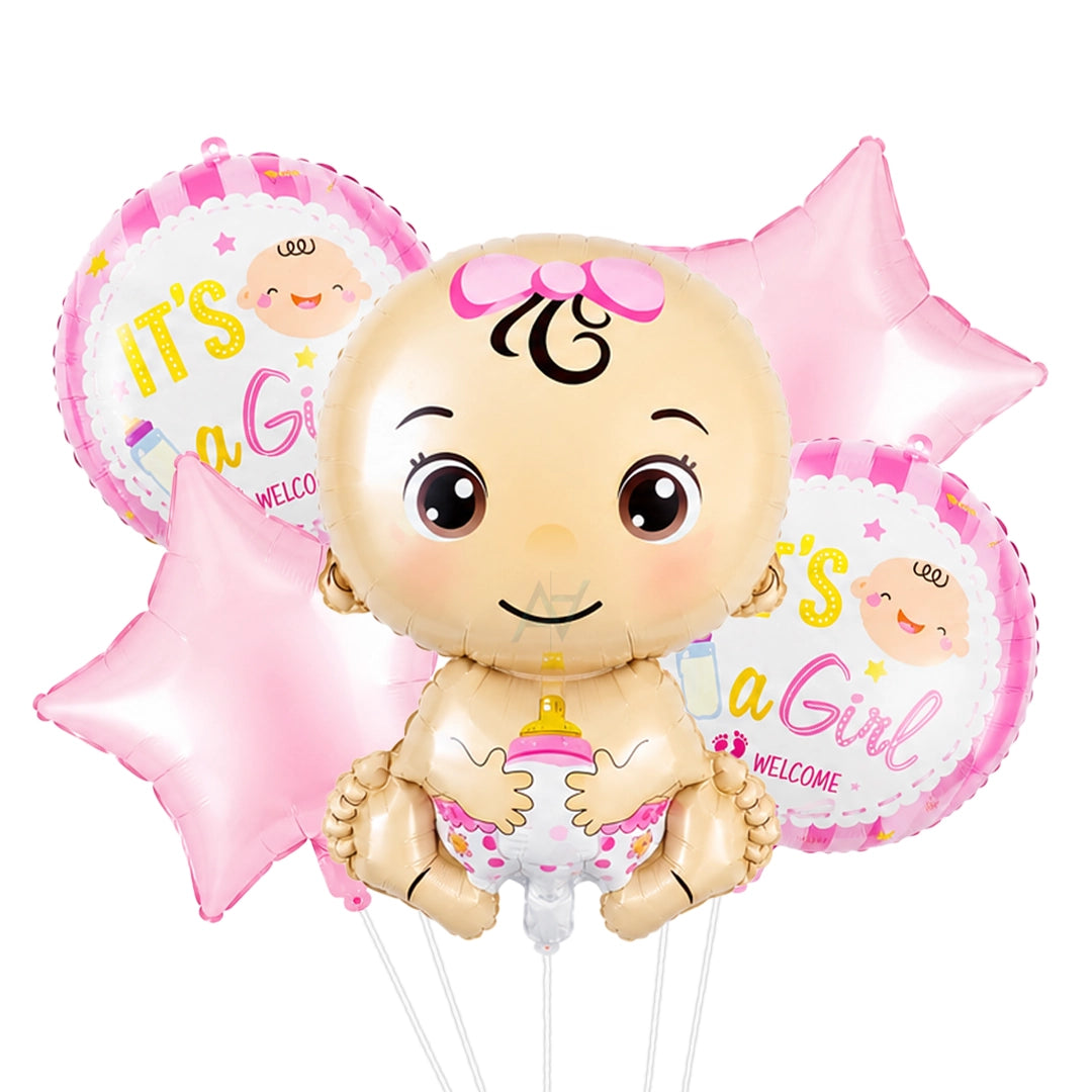 It’s A Girl Foil Balloon Set | Baby Shower & Welcome Baby Girl Decorations