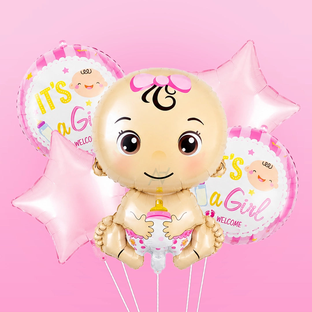 It’s A Girl Foil Balloon Set | Baby Shower & Welcome Baby Girl Decorations