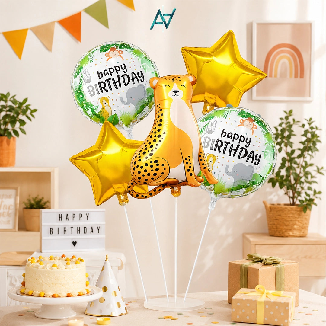 Leopard Helium Foil Balloon Set | Jungle Safari Birthday Party Decorations