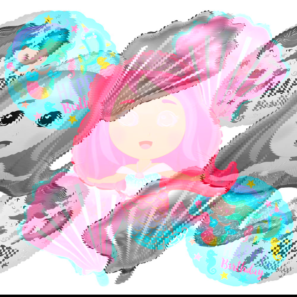 Mermaid 5Pcs Foil Balloons Set
