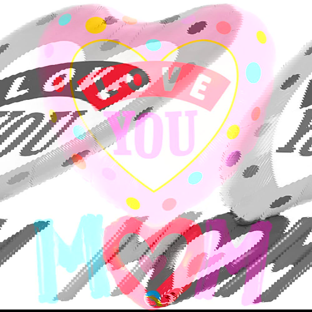 Qualatex Love You Mom Heart Foil Balloons - ardor