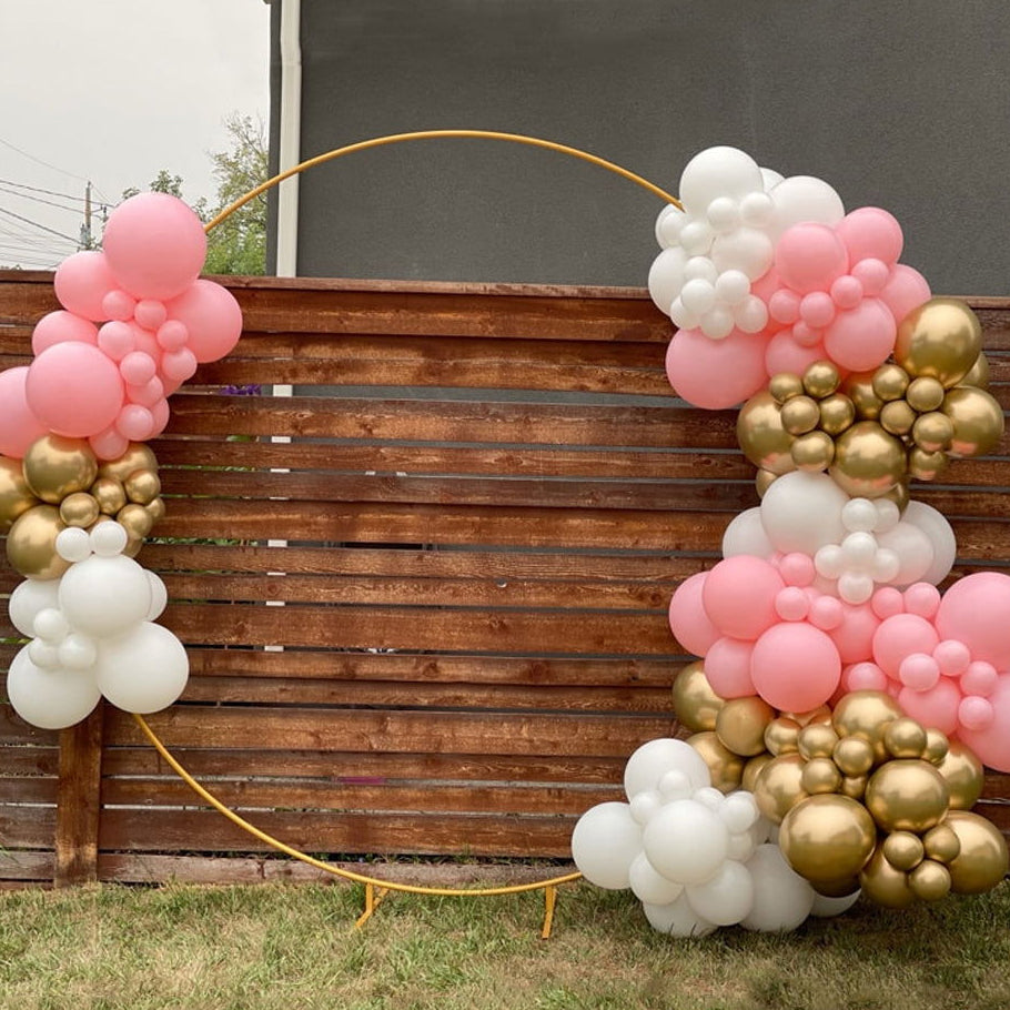 Round Golden Metal Balloon Arch Backdrop - ardor