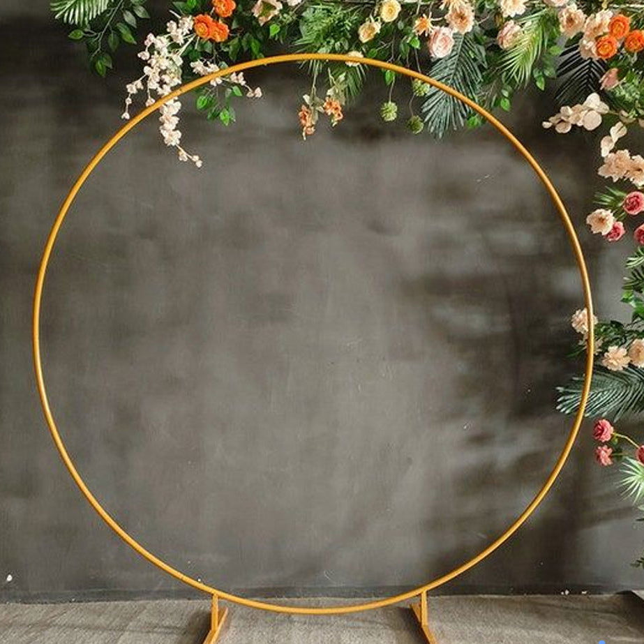 Round Golden Metal Balloon Arch Backdrop - ardor