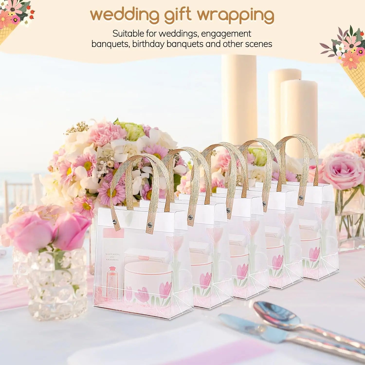 20PCS Holiday gift bag Eco-friendly Companion Gift Candy Bagholiday gift Birthday gift bag, anniversaries，Frosted Tote Bag