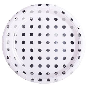 Silver Polka Dot Paper Plates - ardor